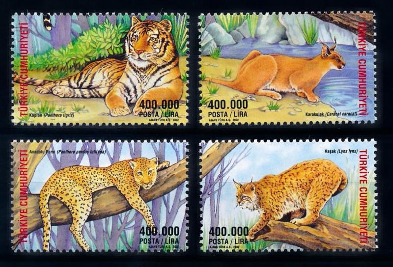 [64101] Turkey 2002 Wild Life - Leopard, Tiger, Lynx  MLH