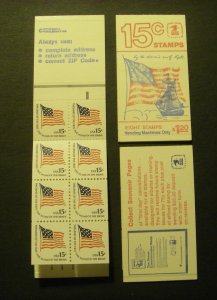 BK130, Scott 1598a, 15c Flag Complete Booklet of 8, MNH Americana Beauty