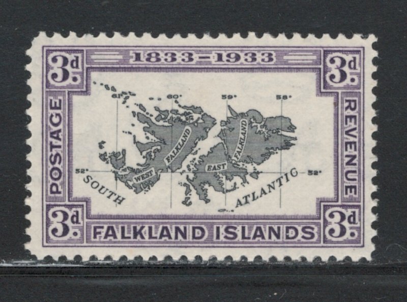 Falkland Islands 1933 Map 3p Scott # 69 MH