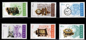 Poland Scott 2849-2854 MNH** 1988 Antique Clock stamp set