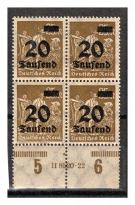 Germany Reich Scott # 245, mint nh, b/4, plate print, HAN # 11 8520 22