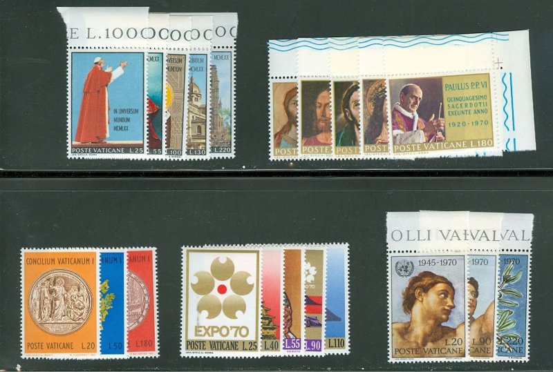 Vatican City 1970 Compete MNH Year Set