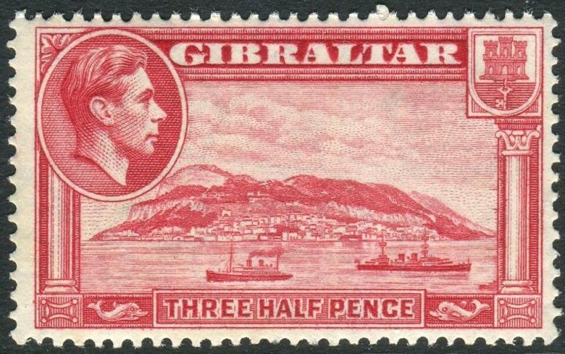 GIBRALTAR-1938-51 1½d Carmine Perf 13½.  An unmounted mint example Sg 123a