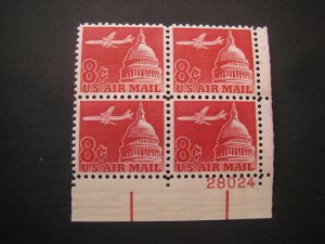 Scott C64a, 8c Plane over Capitol, PB4 #28024 LR, MNH Airmail Beauty