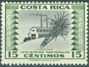 Costa Rica #C229 Air Mail Stamp 1954 15c Sugar Industry Used Postmarked