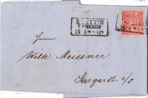 Germany North German Confederation 1gr Numeral c1868 Slettin Bahnhof Folded L...