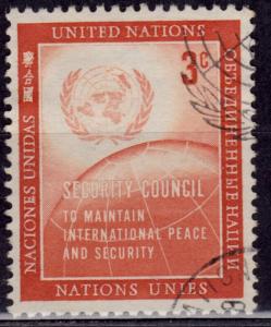 United Nations, 1957, UN Emblem and Globe, 3c, sc#55, used