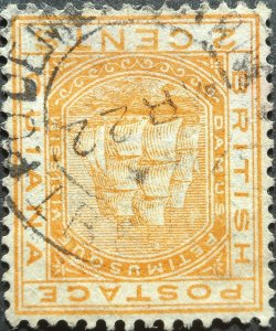 British Guiana 1882 2 Cents with TPO DEMERARA RIVER inverted Month Day postmark