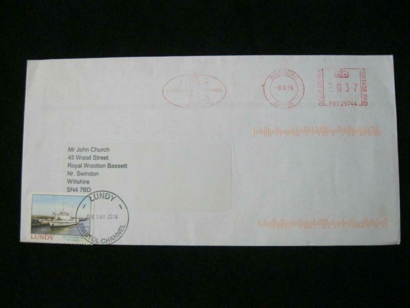 LUNDY STAMP USED ON 2014 COVER 