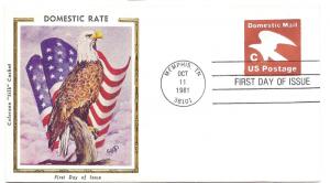 U594 'C' Domestic Mail embossed Stamped Envelope Colorano Silk Cachet FDC