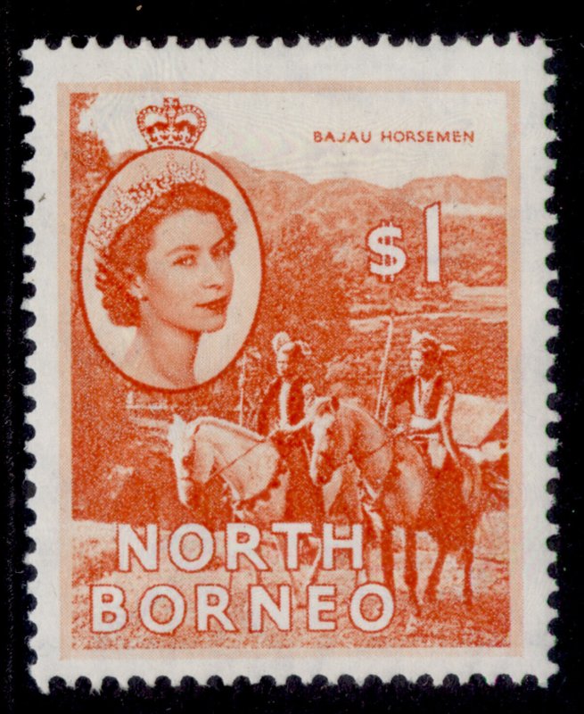 NORTH BORNEO QEII SG383, $1 red-orange, M MINT.