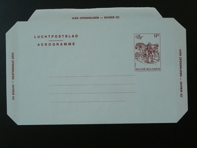 postal history postman on horse aerogramm postal stationery Belgium 79952