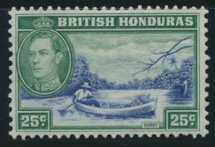 British Honduras  SG 157 SC # 122  Used  Deep blue  shade please see scan