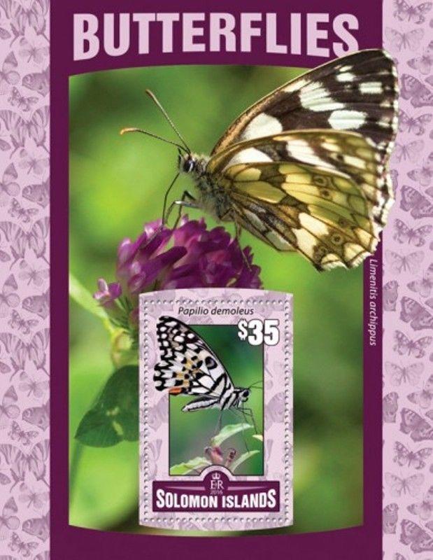 Solomon Islands - 2016 Butterflies - Stamp Souvenir Sheet - SLM16102b