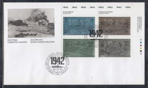 Canada Scott 1451a UR Pl Blk FDC - 1942, World War II