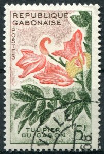 Gabon Sc#158 Used, 5fr multi, Flora - 1961 (1961)