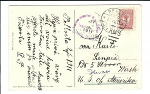 Pello, Finland to Ilwaco, Wa, 1911 w/Scarce Seattle Dead Letter stamped (27344)