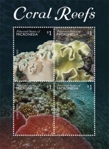 Micronesia- Coral Reef Stamp - Sheet of 4 MNH