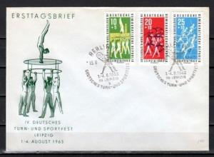 German Dem. Rep. Scott cat. B103-B105. Gymnastics issue. First day cover. ^