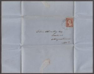 *US 19th Century Cover Scott #10 Folded Letter Tied By Black CDS, Cumberland, MD