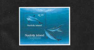 FISH - NORFOLK ISLAND #623 DOLPHINS S/S MNH