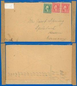 1915Ca Cover Sent to Egelsbach, Hessen, Germany, 5¢ Rate SCOTT #405, #U406 x2!