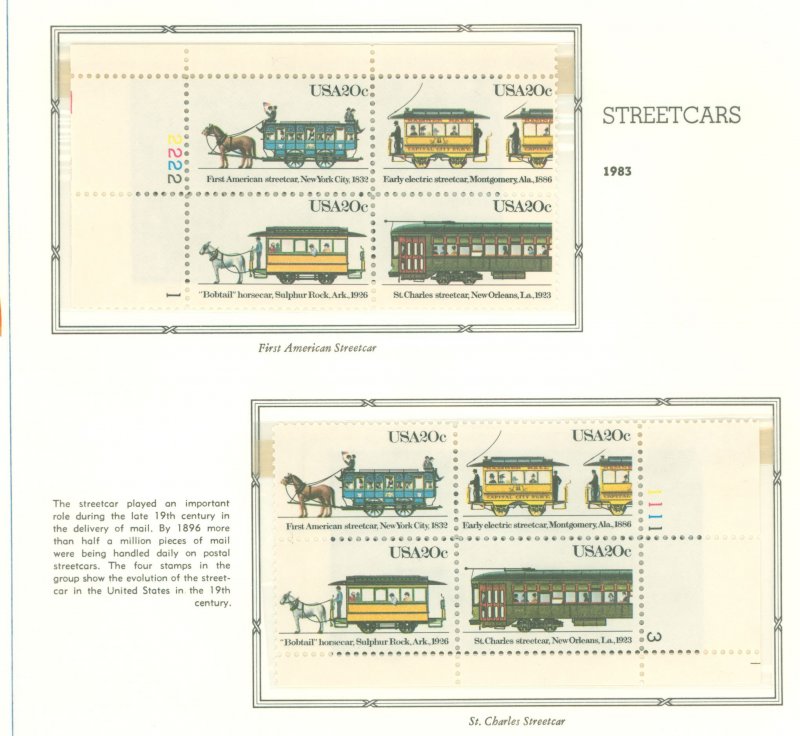 United States #2059-2063  Plate Block (Cars)