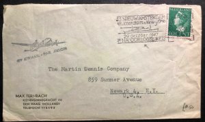 1947 The Hague Netherlands Cover To Newark NY USA First War Trip SS Nieuwamsterd