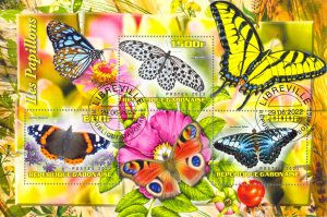 Gabon 2022 Sheet  Butterflies insects 5 different shown (TS0171)