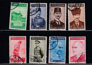 Turkey # 833-840, Kemal Ataturk, Used Set, 1/2 Cat.