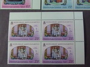 TRISTAN da CUNHA # 213-215-MINT/NH-COMPLETE SET/CORNER MARGIN BLOCKS OF 4 --1977