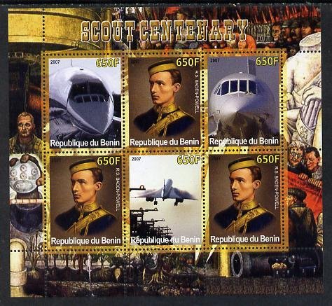 BENIN - 2007 - Scout Centenary & Concorde - Perf 6v Sheet - MNH - Private Issue