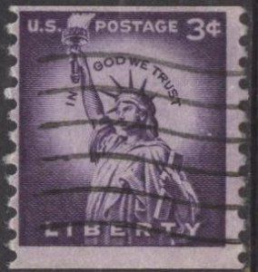 US 1057 (used) 3¢ Statue of Liberty, dp vio, coil (1954)