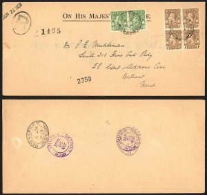 Turks and Caicos 1/2d Pair and 1d Block Postage and Revenue