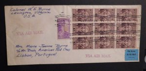 1941 Airmail USA Cover Lexington VA to Lisbon Portugal American Red Cross 3