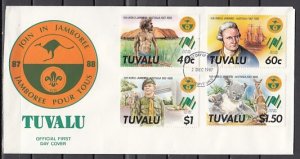 Tuvalu, Scott cat. 460-463. Australian Scout Jamboree issue. First day cover. ^