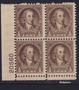 BOBPLATES #704 Washington Lower Left Plate Block 20560 F-VF MNH