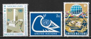 United Nations 249-51 Definitives set MNH