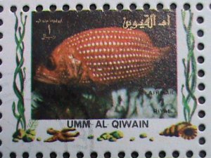 ​UMM AL QIWAIN-1973 LOVELY TROPICAL FISHES-CTO MINI SHEET VERY FINE