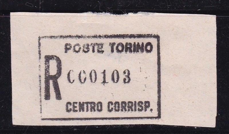 Italy Torino Registered Post Label VGC