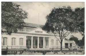 Postcard Netherlands Colonies Indonesia 1920 Batavia Jakarta Harmony Social Club