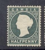 Gambia Sc 12 1887 1/2 d gary green Victoria stamp mint