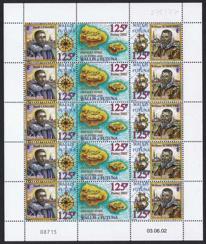 Wallis and Futuna Discovery of Futuna 3v Full Sheet 2002 MNH SG#804-806 SC#558