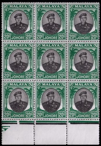 Malaya - Johore # 141  Mint VF NH  Bl 9