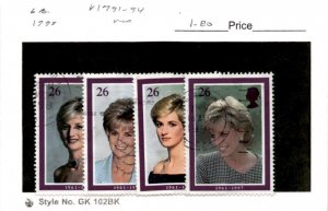 Great Britain, Postage Stamp, #1791-1794 Used, 1998 Princess Diana (AB)