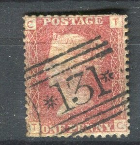 BRITAIN; 1850s early classic QV Penny Red issue fine used POSTMARK value