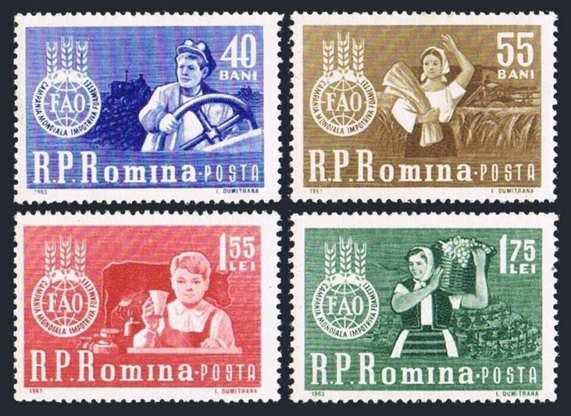 Romania 1536-1539,MNH.Michel 2126-2129. FAO 1963.Freedom from Hunger campaign.