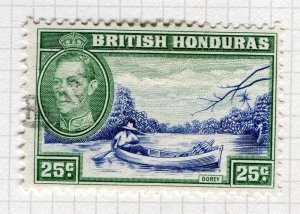 BRITISH HONDURAS; 1938 early GVI pictorial issue fine used 25c. value