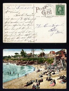 # 405 Picture Postcard of Surf Bathing,  San Fran. - Pac. Grove , RPO - 3-1-1915