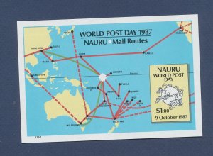 NAURU - Scott 339 - MNH  S/S - World Post Day, Map of Mail routes - 1987 